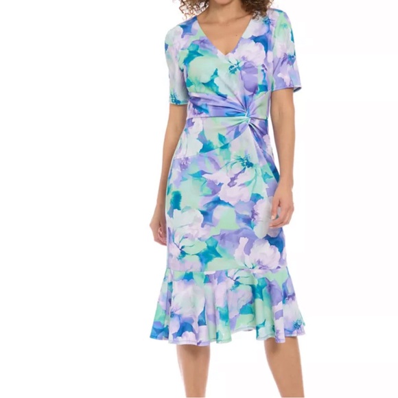 👑👑👑 NWT London Times 🩵🩷Floral Dress - Picture 8 of 8